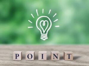 POINTブロック文字と電球・ポイント解説イメージ